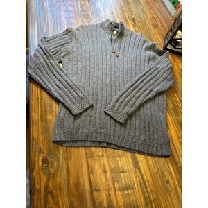 Oscar‎ De La Renta Wool Blend Sweater Men's Blue Ribbed 1/4 Zip XXL
